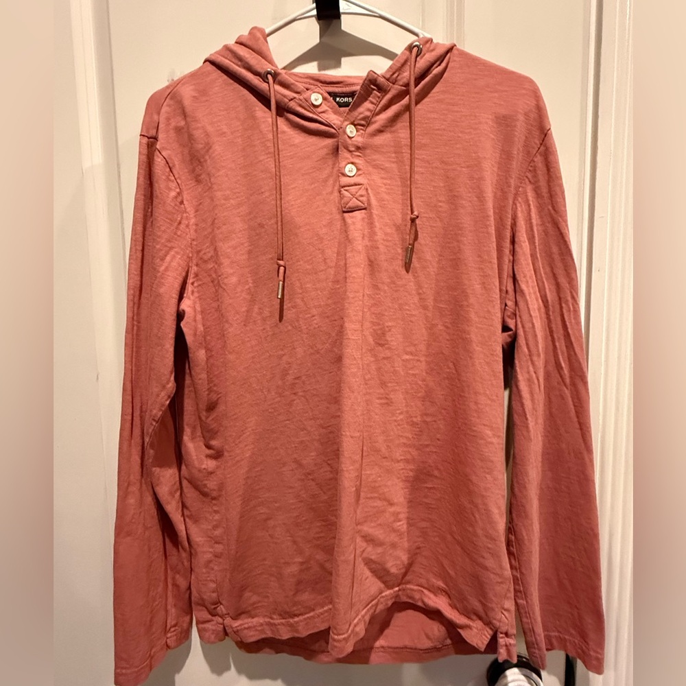 Michael Kors Lightweight Hooded Henley Long Sleeve Shirt Men’s S